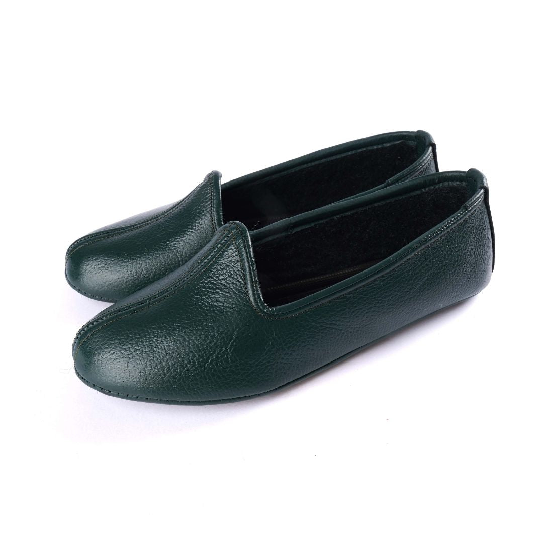 Yeşil Hakiki Deri El Yapımı Patik