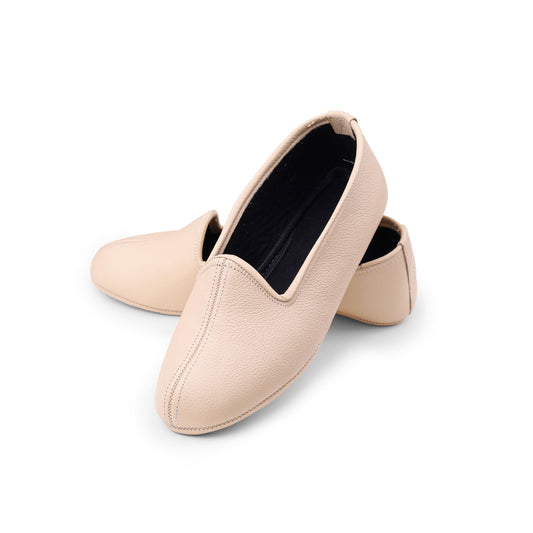 Bej Hakiki Deri El Yapımı Patik