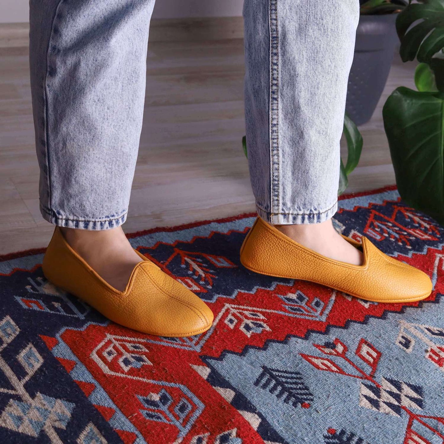 Hardal Hakiki Deri El Yapımı Patik