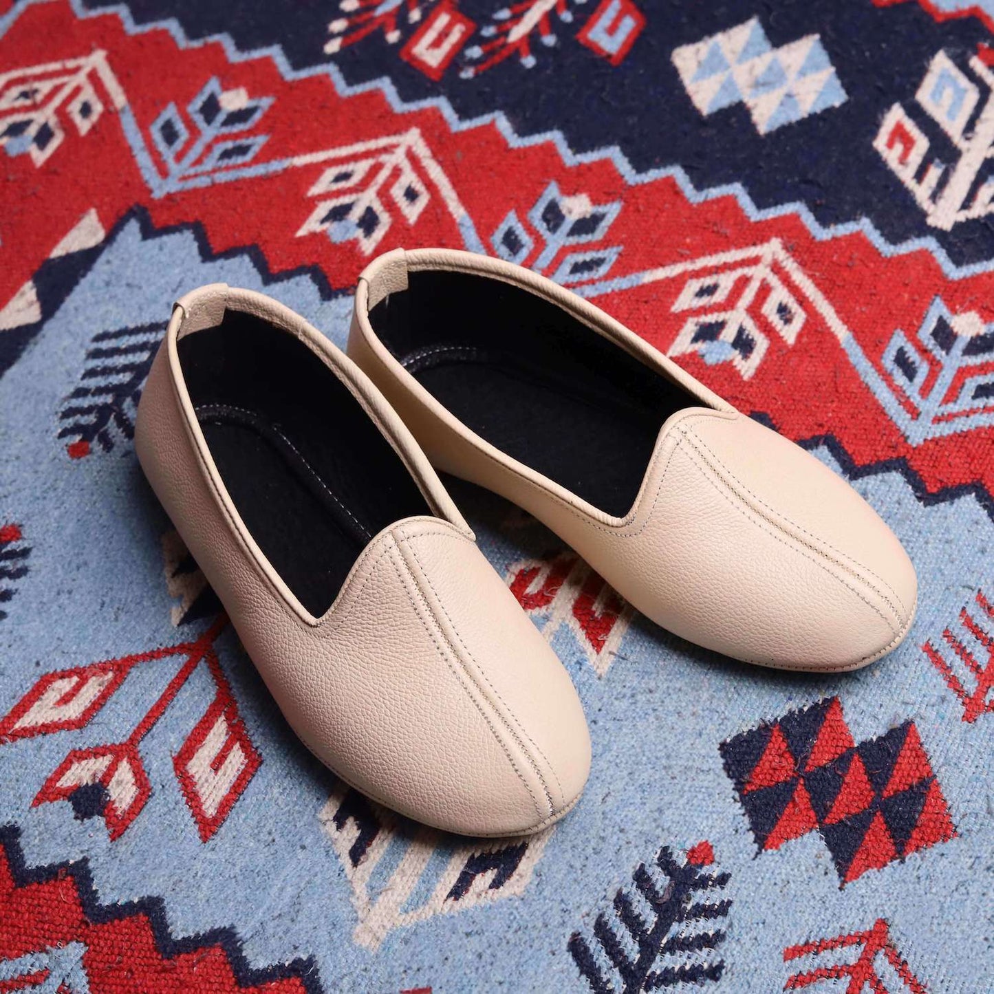 Bej Hakiki Deri El Yapımı Patik