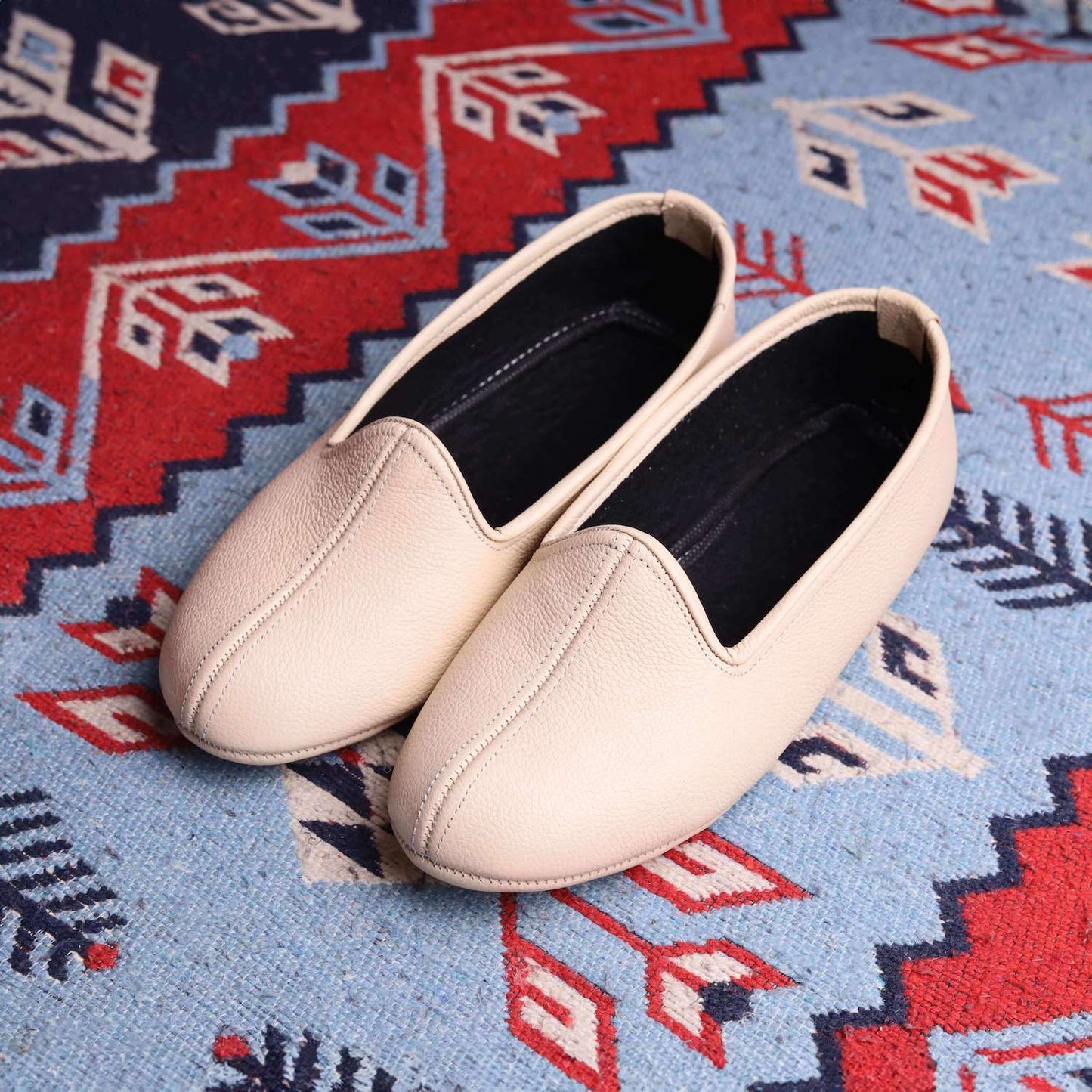 Bej Hakiki Deri El Yapımı Patik