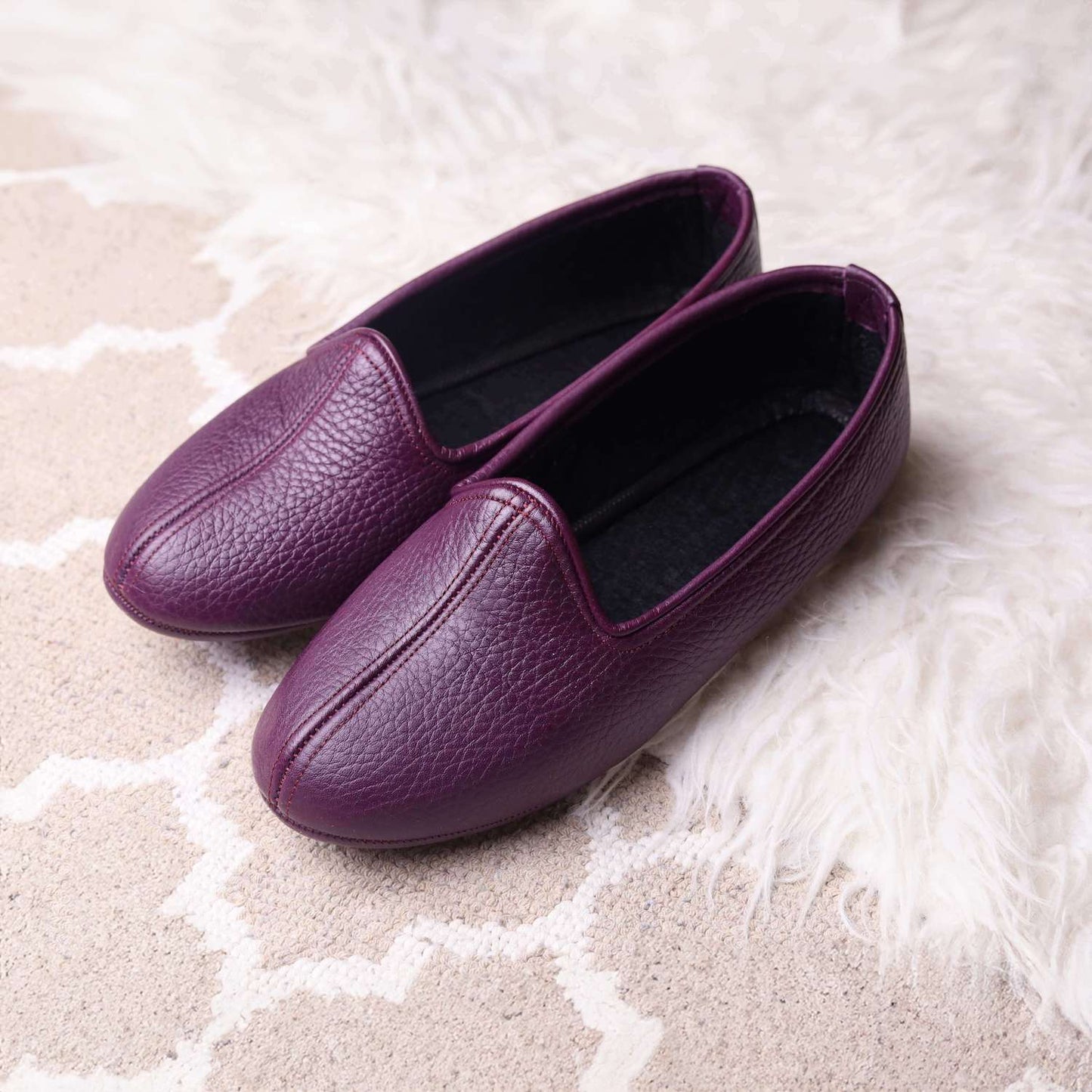 Mürdüm Hakiki Deri El Yapımı Patik