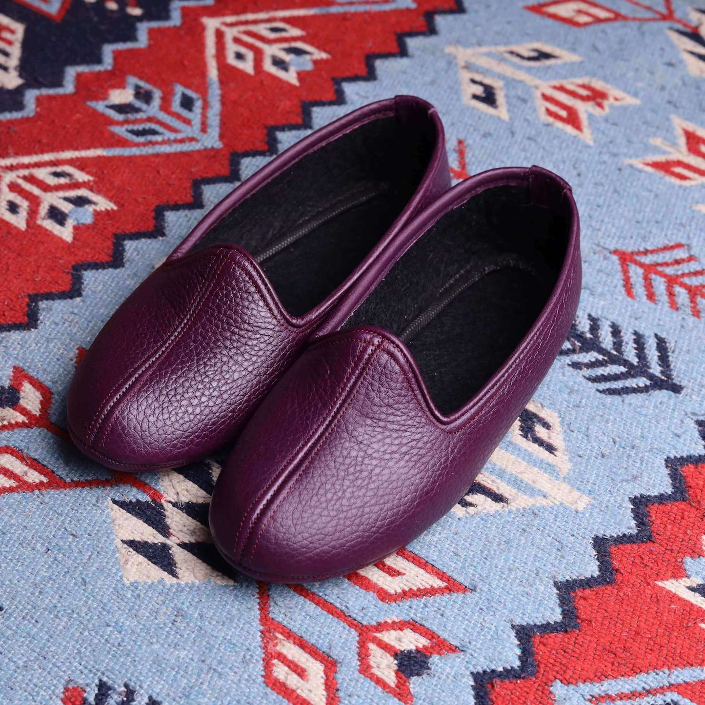 Mürdüm Hakiki Deri El Yapımı Patik