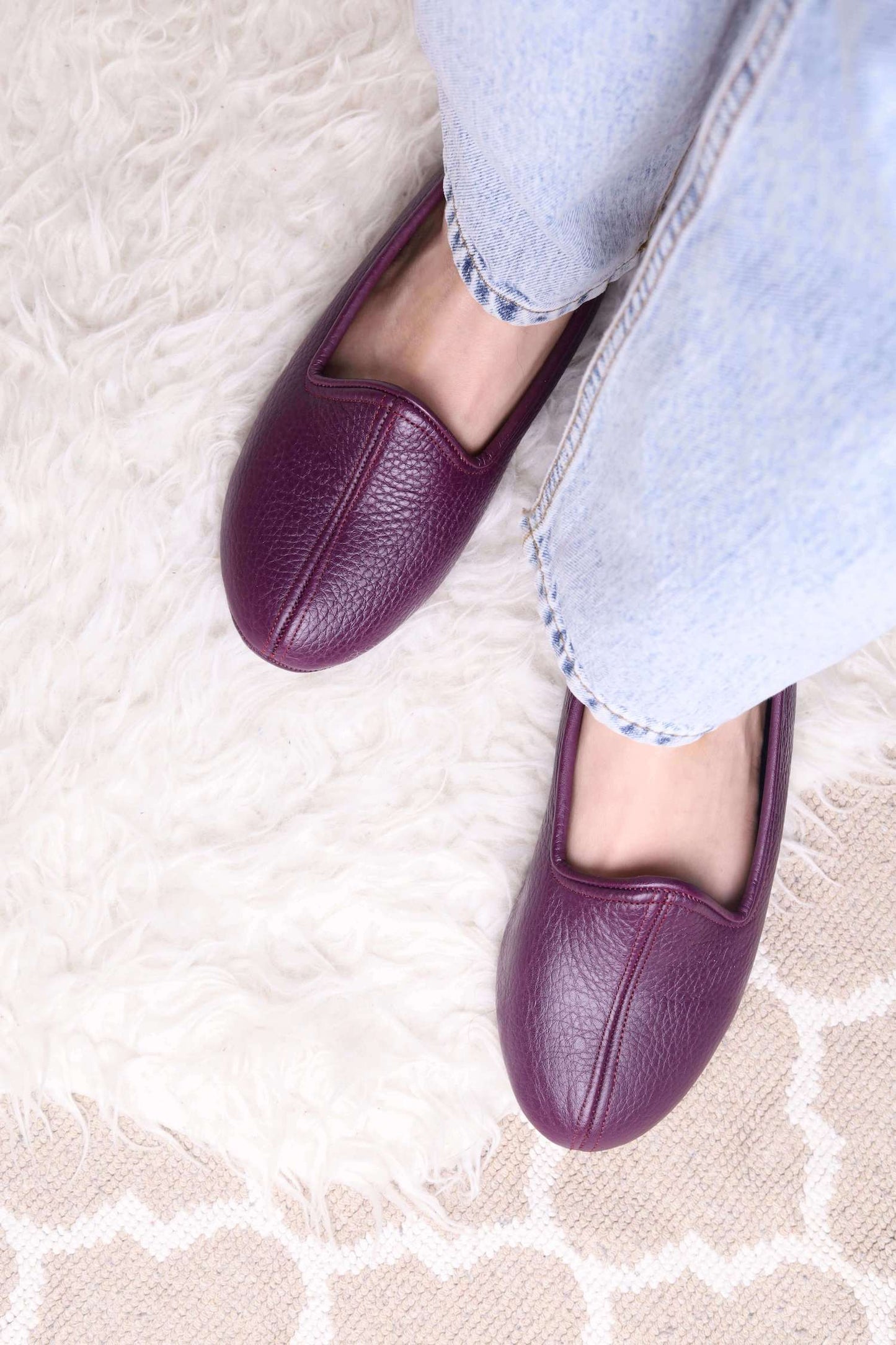 Mürdüm Hakiki Deri El Yapımı Patik