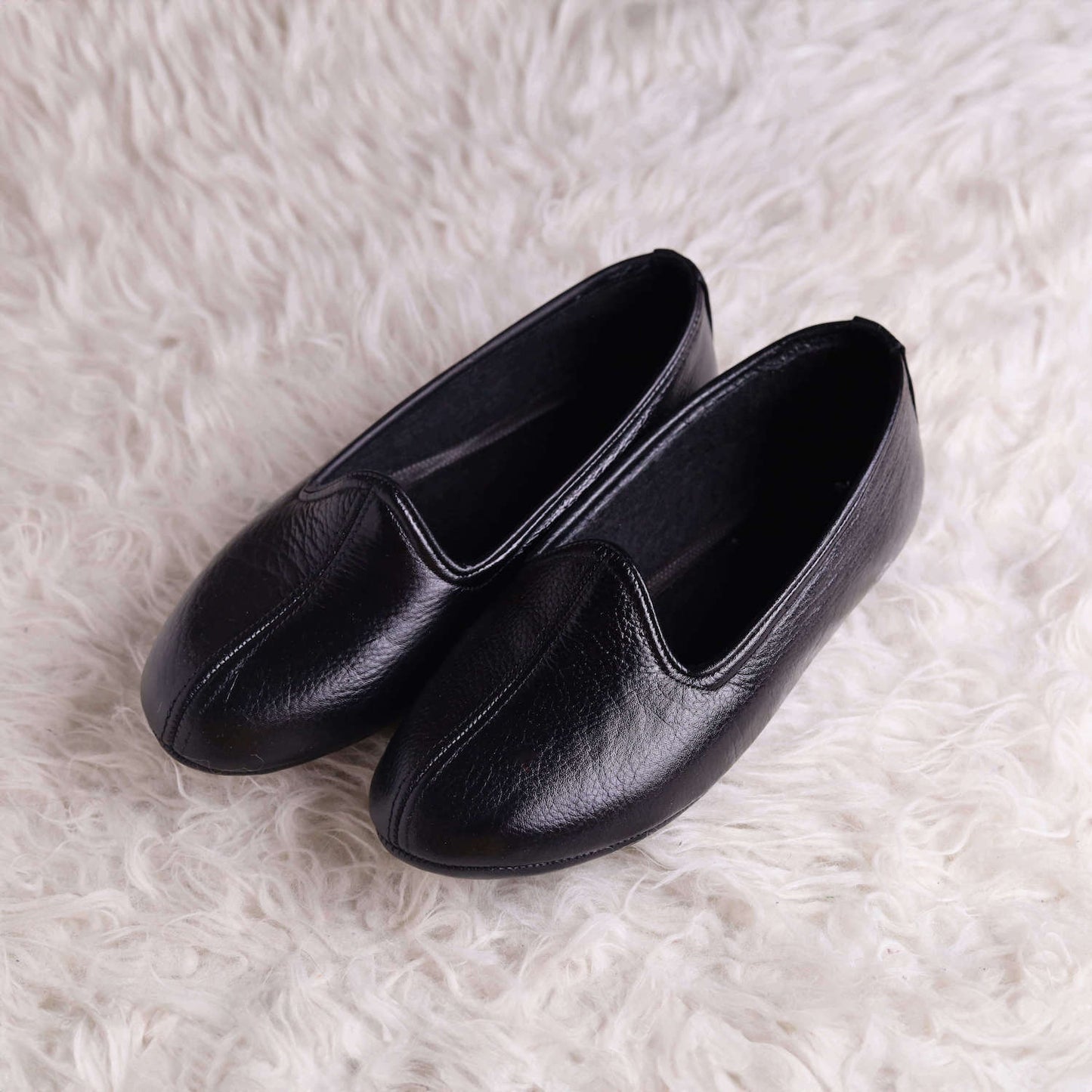 Siyah Hakiki Deri El Yapımı Patik