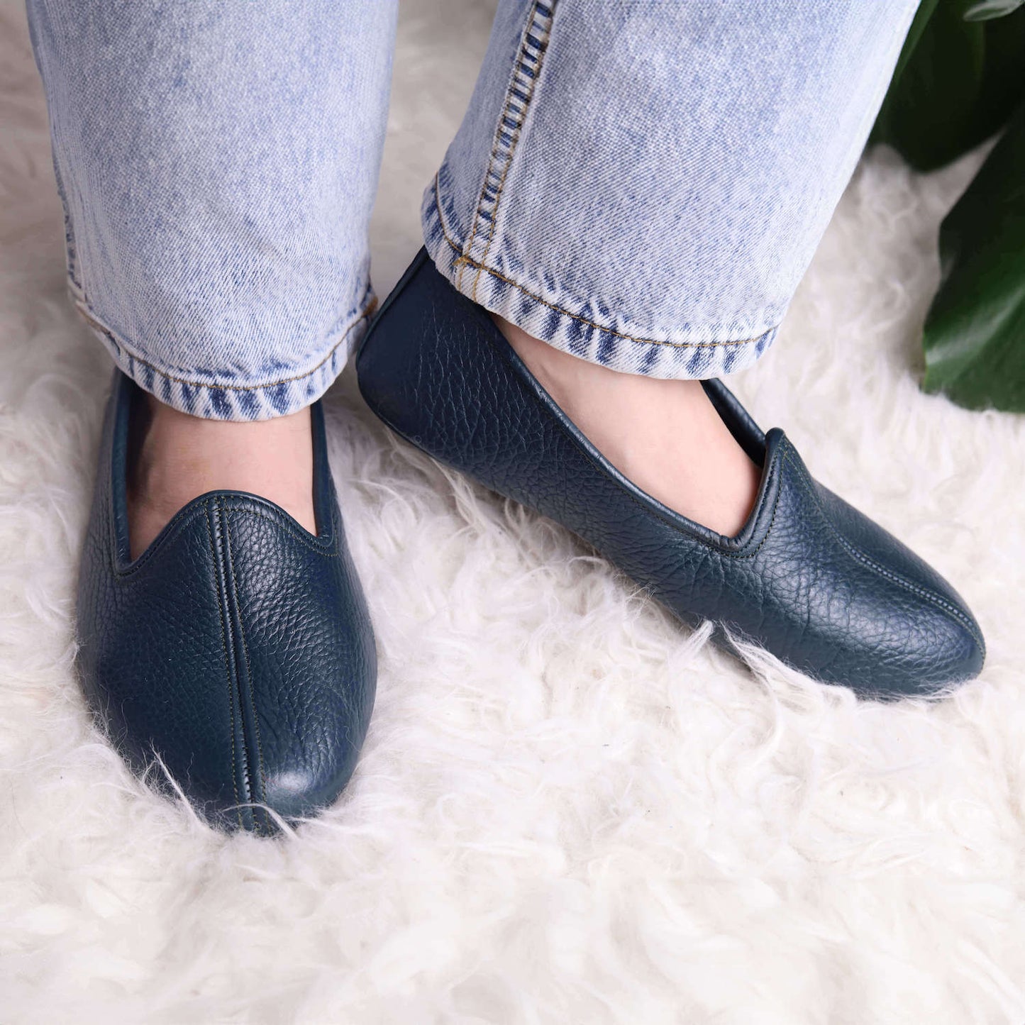 Yeşil Hakiki Deri El Yapımı Patik