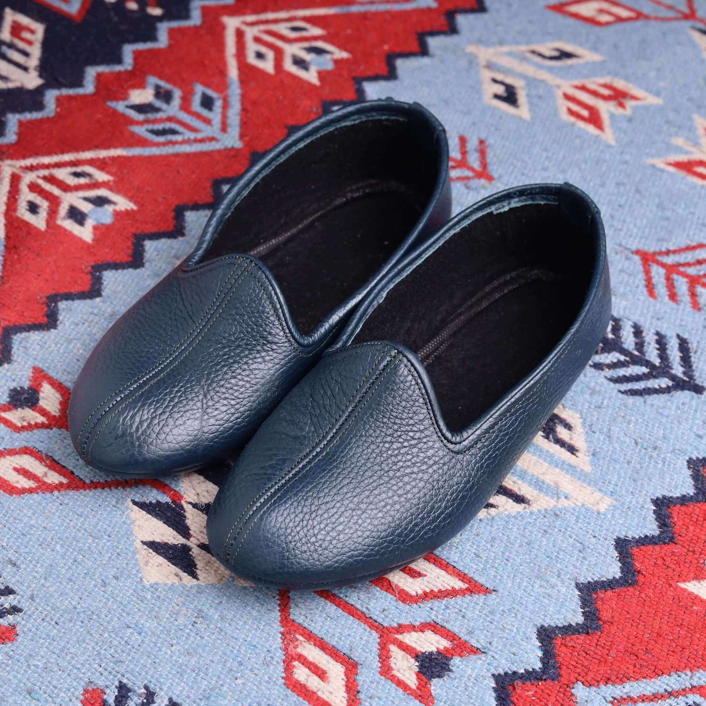 Yeşil Hakiki Deri El Yapımı Patik